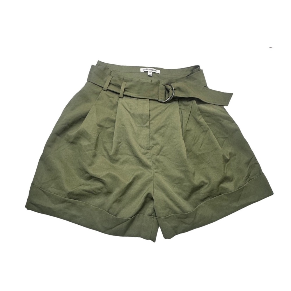 Elizabeth and James Womens Olive Green High Rise Belted Dress Shorts Size 6 Boho